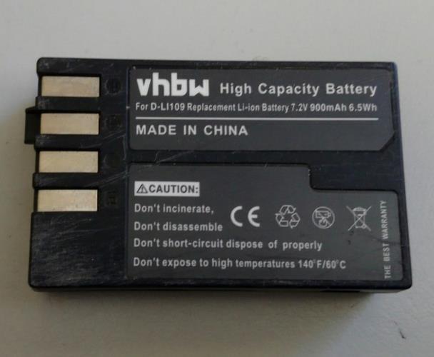 VHBW D-Li109 Battery for Kr K2 KS1 KS2 K30 K50 K500 K-2 DBC109 Used - 900mAh
