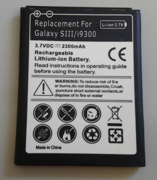 Replacement Battery for Samsung Galaxy S3 I9300 I9301 I9080 EB-L1G6LLU 2300mAh