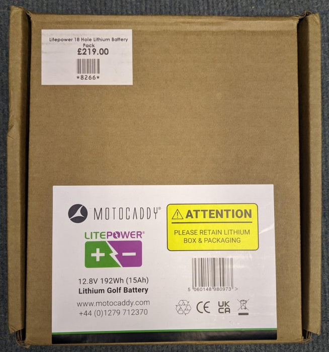 12.8V 192Wh (15Ah) MOTOCADDY LitePower 18 Hole Lithium Battery Pack