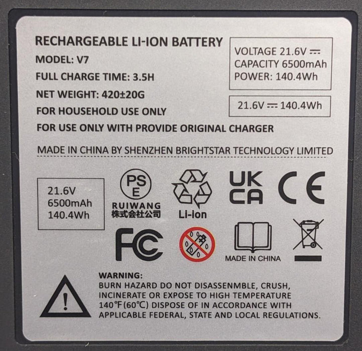 6500 mAh Battery for Dyson V7 Replacement Battery