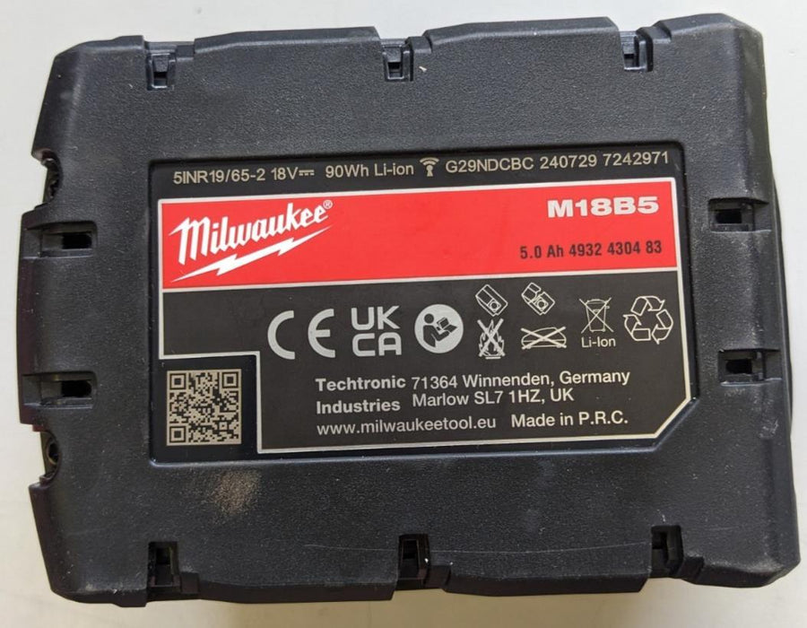 Milwaukee M18B5 5.0Ah Red Lithium-Ion Battery Genuine, Sealed