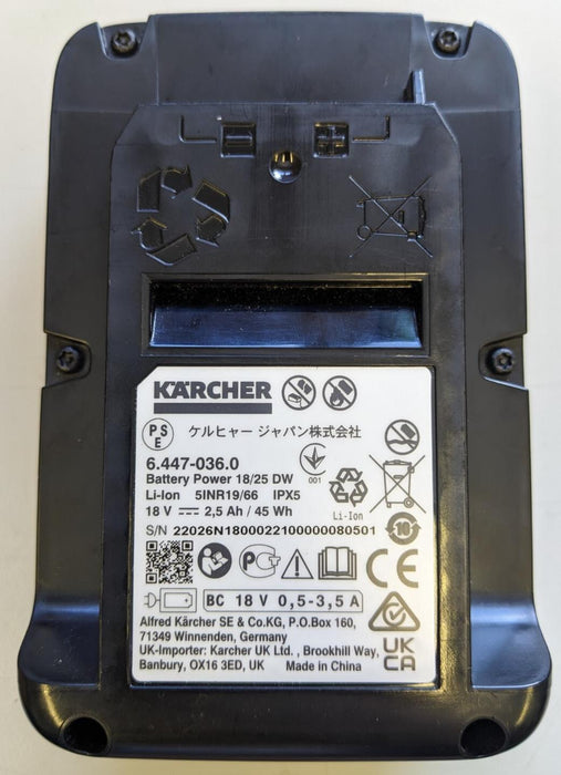 Genuine Karcher Battery  18/25 for garden equipment 64470360 6.447-036.0