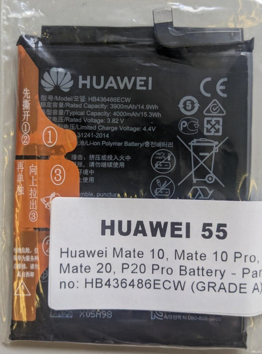 Genuine Huawei HB436486ECW Battery 4000mAh 15.3Wh For Huawei Mate 10 Pro P20 Pro