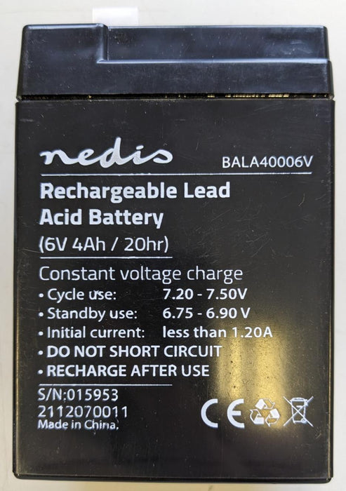 Nedis Sealed Rechargeable Lead Acid Battery Burglar Alarm 6V 4000mAh 70x47x101mm