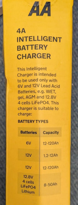 AA Smart Intelligent Battery Charger (AA0725) 12V 4A with LCD Display.