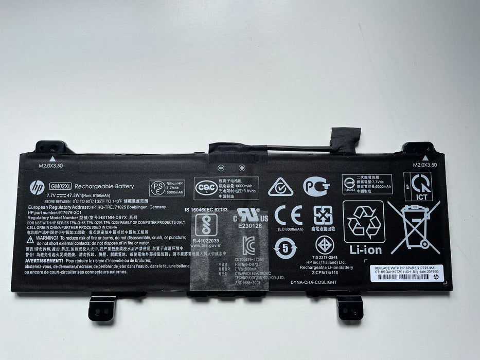 Genuine HP Chromebook 14-ca 14-ca051sa 11A-NB Battery GM02XL 917725-855 Used