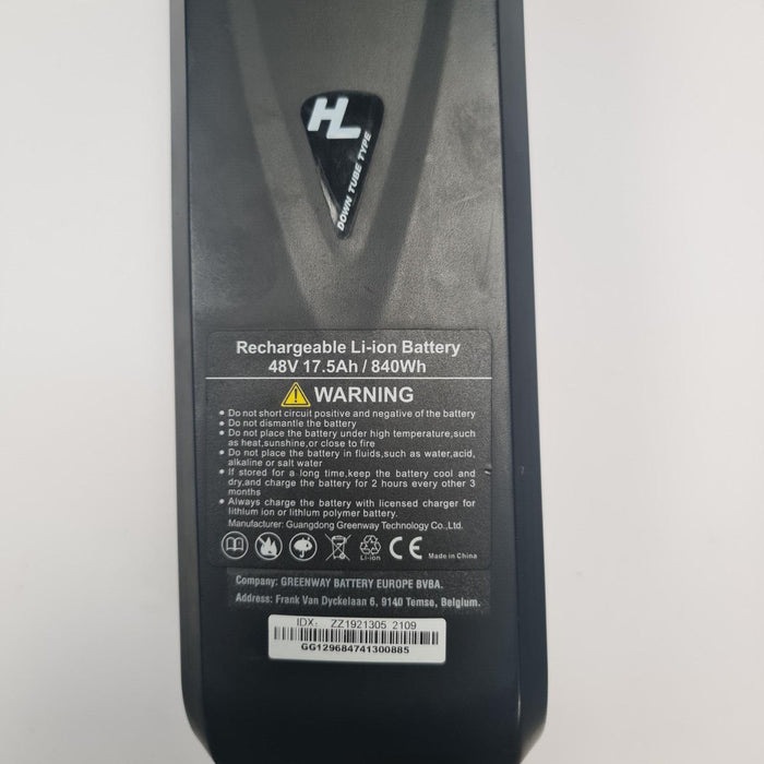 HL Down Tube Type 48v 17.5ah Lithium E-Bike Battery Used charger not included