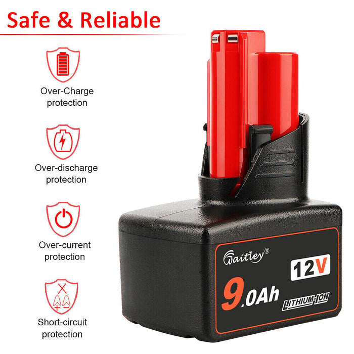 Milwaukee M12 9Ah Replacement Battery 12V 9000mah Lithium-ion For Cordless Tool