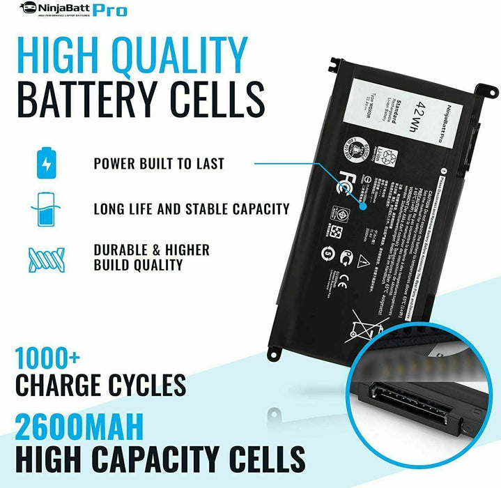 NinjaBatt Battery WDX0R For Dell Inspiron 15 7579 5567 5578 5570 5568 7569