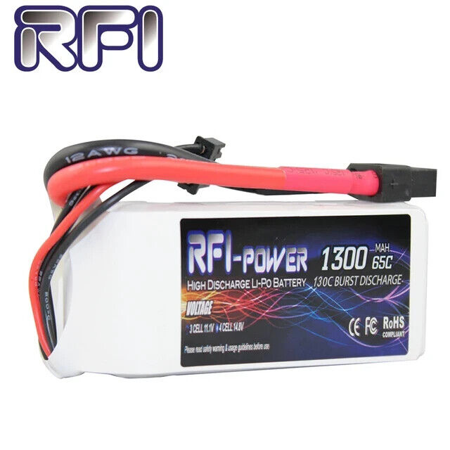 RFI-power 1300mAh 11.1V 65C(Max 130C) 4S Lipo Battery Pack for FPV Racer