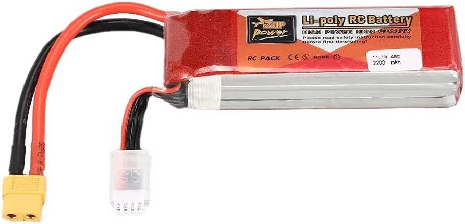 ZOP Power 11.1V 2200mAh 45C 3S 3S1P Lipo Battery XT60 Plug Rechargeable For RC