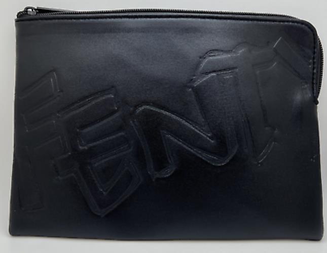 FENTY BEAUTY Logo Makeup/Cosmetic Bag Clutch Purse BLACK faux leather