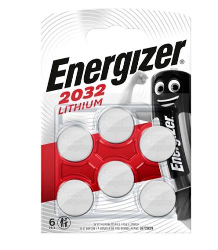 6 x Energizer CR2032 Battery Lithium Coin Cell 2032 Button DL2032 BR2032 SB-T15