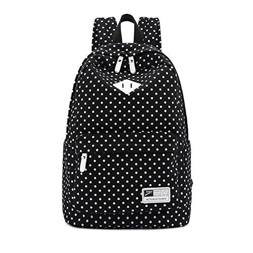S-ZONE Lightweight Casual Daypack Canvas Polka Dot Backpack 14″-15″ Laptop PC Sc