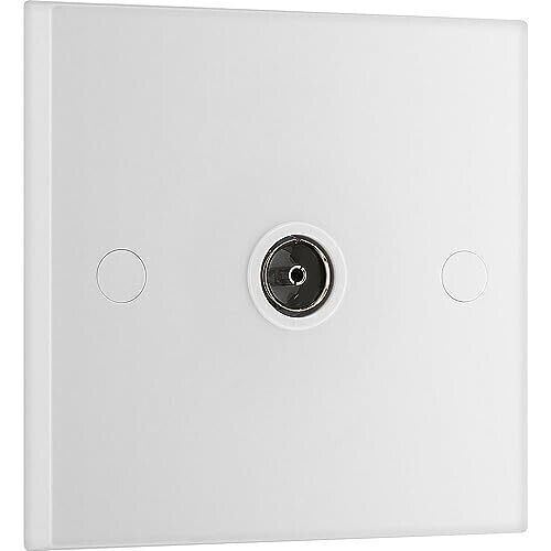 Single Co-Axial Socket White Moulded Square Edge