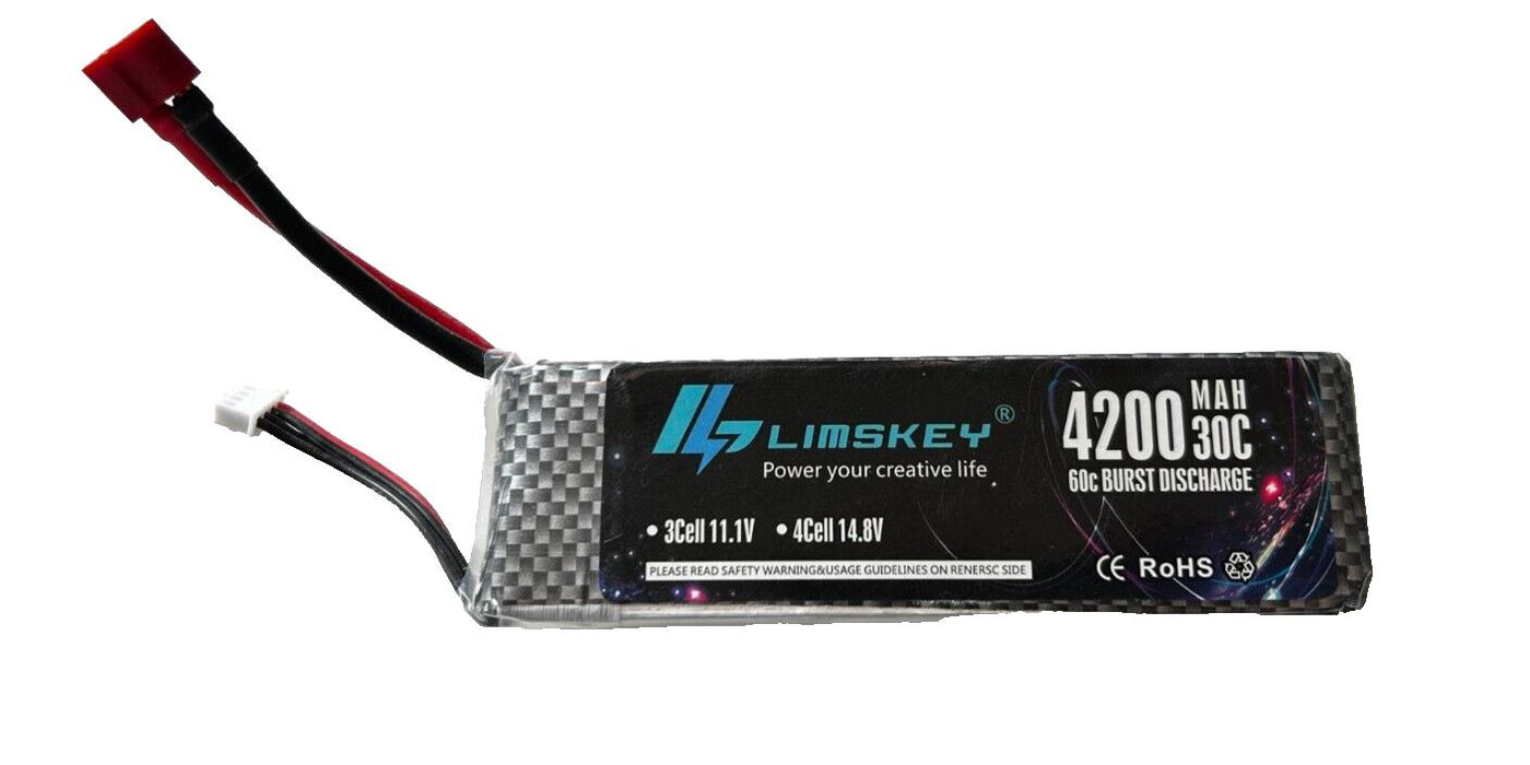 Limskey 4200mah 30C Lipo Battery Rechargeable 3S 11.1V T-Plug