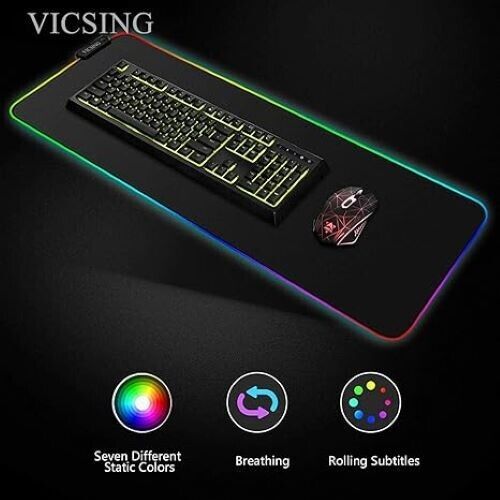 RGB Gaming Mouse Pad, LED Soft Extra Extended Large Mouse Pad, Anti-Slip Rubber