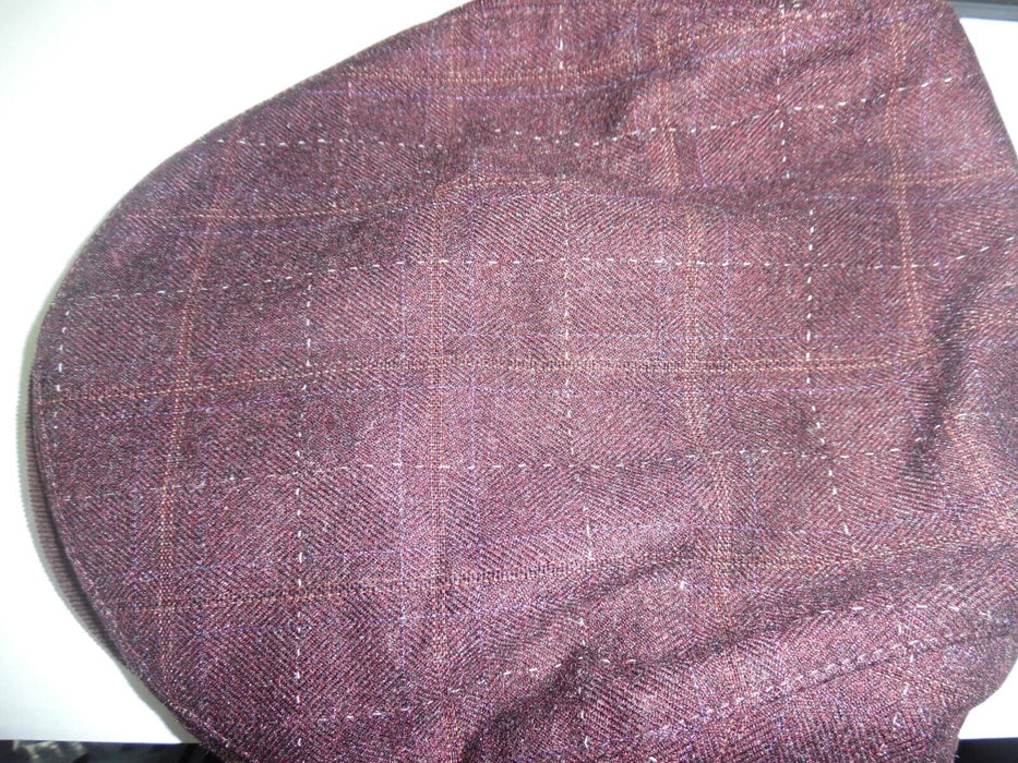 Men’s Flat Cap Jeff & Aimy Wool Mix Newsboy Cap Cabbie Gatsby Burgundy check