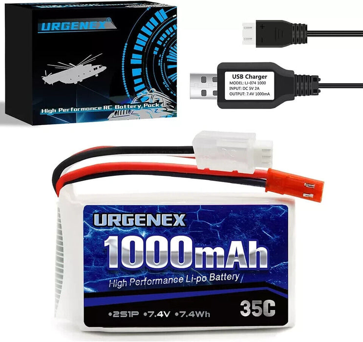 2S Lipo Battery 7.4v Lipo with JST Plug, RC Lipo Batteries 35C 1000mah