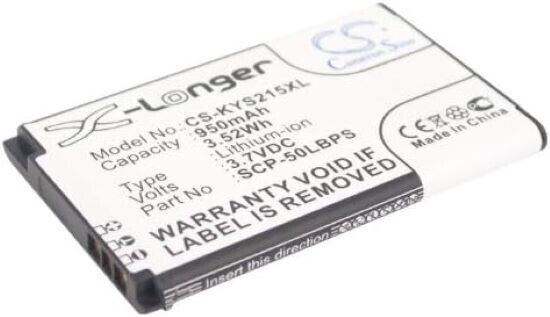 Battery 950mAh compatible with [Kyocera] C2150, Coast S2151, Kona S2150, Kona S2