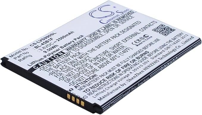 CS-LVS990SL Battery 2500mAh compatible with [LG] F600, F720S, G Stylo 2