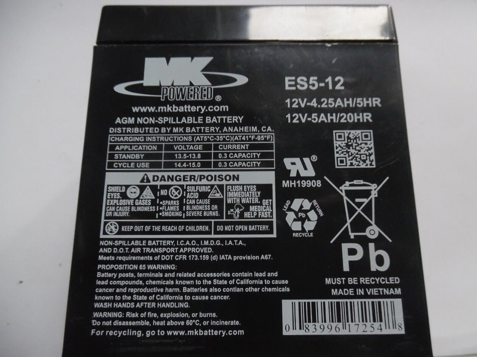 es5-12 battery 12v 4.25AH/5HR Battery