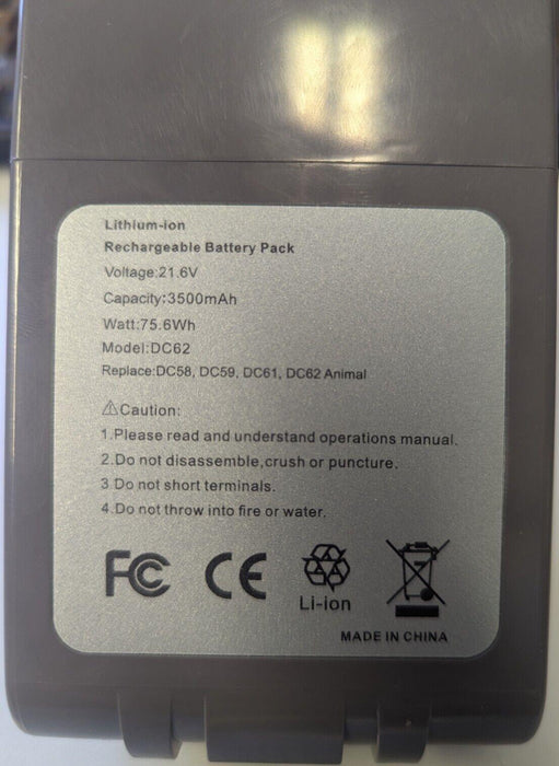 DC62 Replacement Battery FOR Dyson  DC58 DC59 DC61 DC62