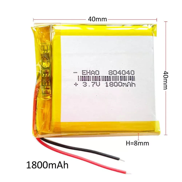 1x3.7V 1800mAh 804040 Lithium Polymer LiPo Battery Rechargeable For mp3 gps dvd