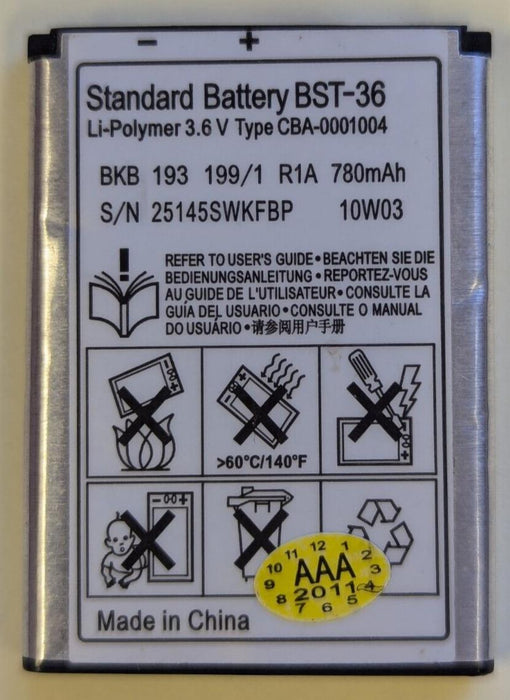 FOR SONY BST-36 BATTERY FOR J200 K310 K510 T280 W200