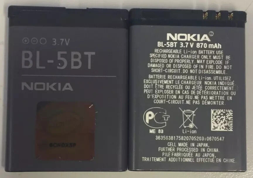 Genuine Nokia 7510S N75 N76 2600 CLASSIC 2605 2760 6120 BL-5BT Battery New**