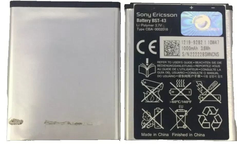 Orignal Genuine Sony Ericsson battery BST-43 1000mAh 3.7v
