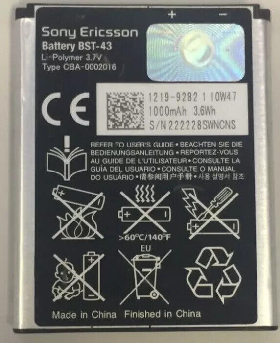 Orignal Genuine Sony Ericsson battery BST-43 1000mAh 3.7v