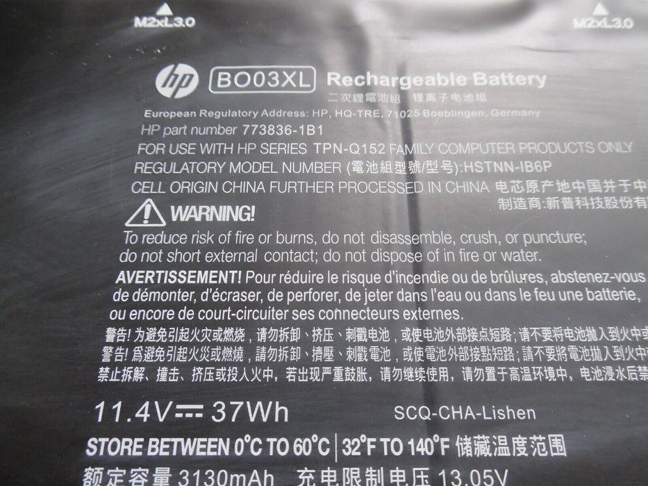 HP BATTERY 3130mAh for HP Chromebook BO03XL, HSTNN-IB6P