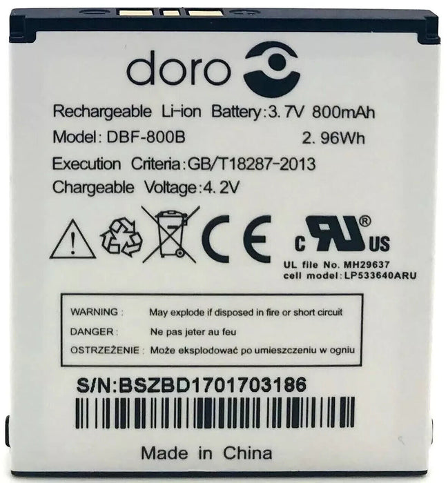 Genuine Doro DBF-800B Battery For Doro PhoneEasy 520X 2414 1362 410 800mAh