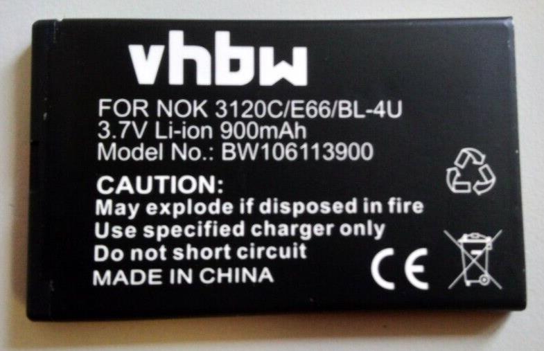 New Replacement Battery Bl-4U (900mAh) For Nokia 6600 6600i Slide