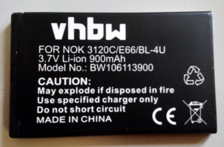 New Replacement Battery Bl-4U (900mAh) For Nokia 6600 6600i Slide