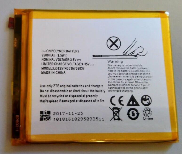 Battery For ZTE Blade V7 / V7 Lite Li3825T43P3h736037 4.35v 2500mAh 9.5Wh