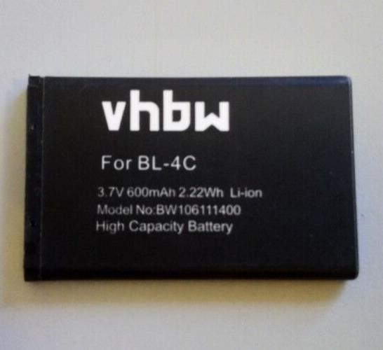 Vhbw New replacement battery For BL-4C (600mAh)