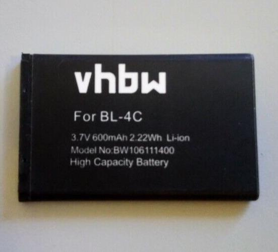 Vhbw New replacement battery For BL-4C (600mAh)