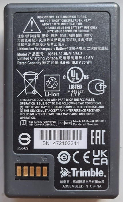 6.5Ah 10.8V Trimble 70 Wh Li-Lon Battery For Trimble 472102241/012203277