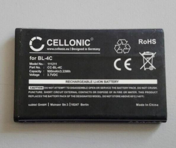 For Nokia Cellonic BL-4C 900mAh BATTERY 6300 2650 2652 3500 5100 6100