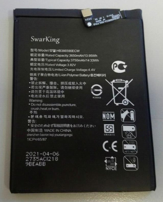 For Huawei HB386590ECW Honor 8X Replacement Battery 3650 mAh