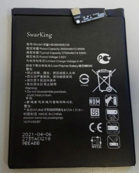 For Huawei HB386590ECW Honor 8X Replacement Battery 3650 mAh
