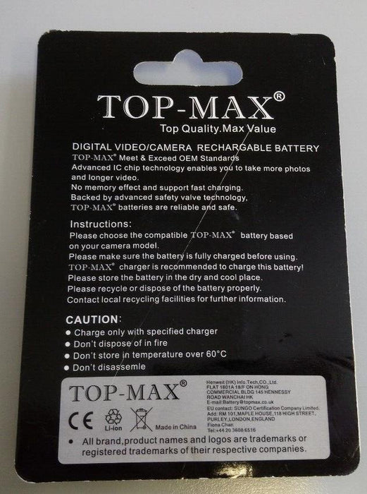 Genuine TOP-MAX AHDBT-301 HD Hero 3 Rechargeable Battery 1180mAh
