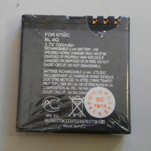 New Replacement Battery BL-6Q For Nokia 6700/6700 Classic 700mAh