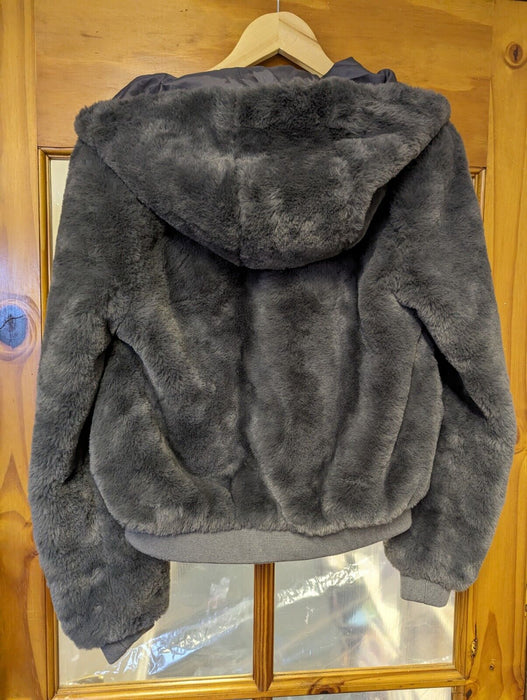 New Look Girls Grey Faux Fur Hooded Jacket ages 14-15