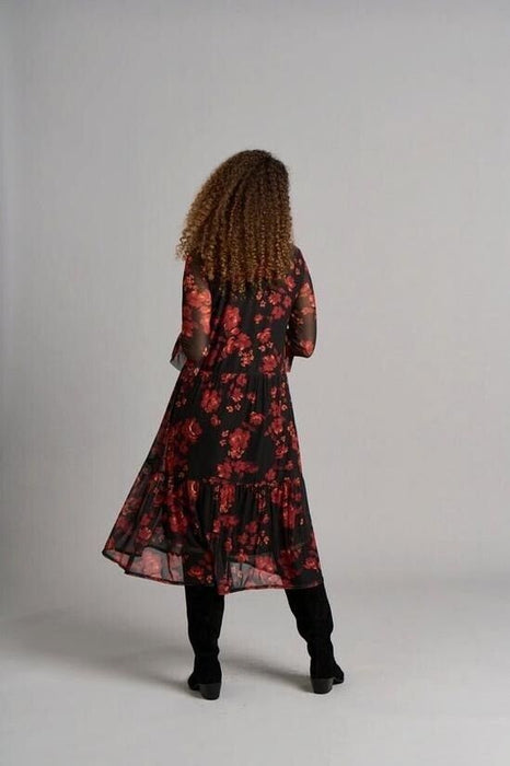 Chapter London Sophie Mixed Floral Mesh Dress Red 16