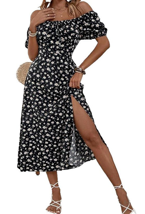 SHEIN VCAY Women's Elegant Puff Sleeve Mini Dress With Ditsy Floral Print Large