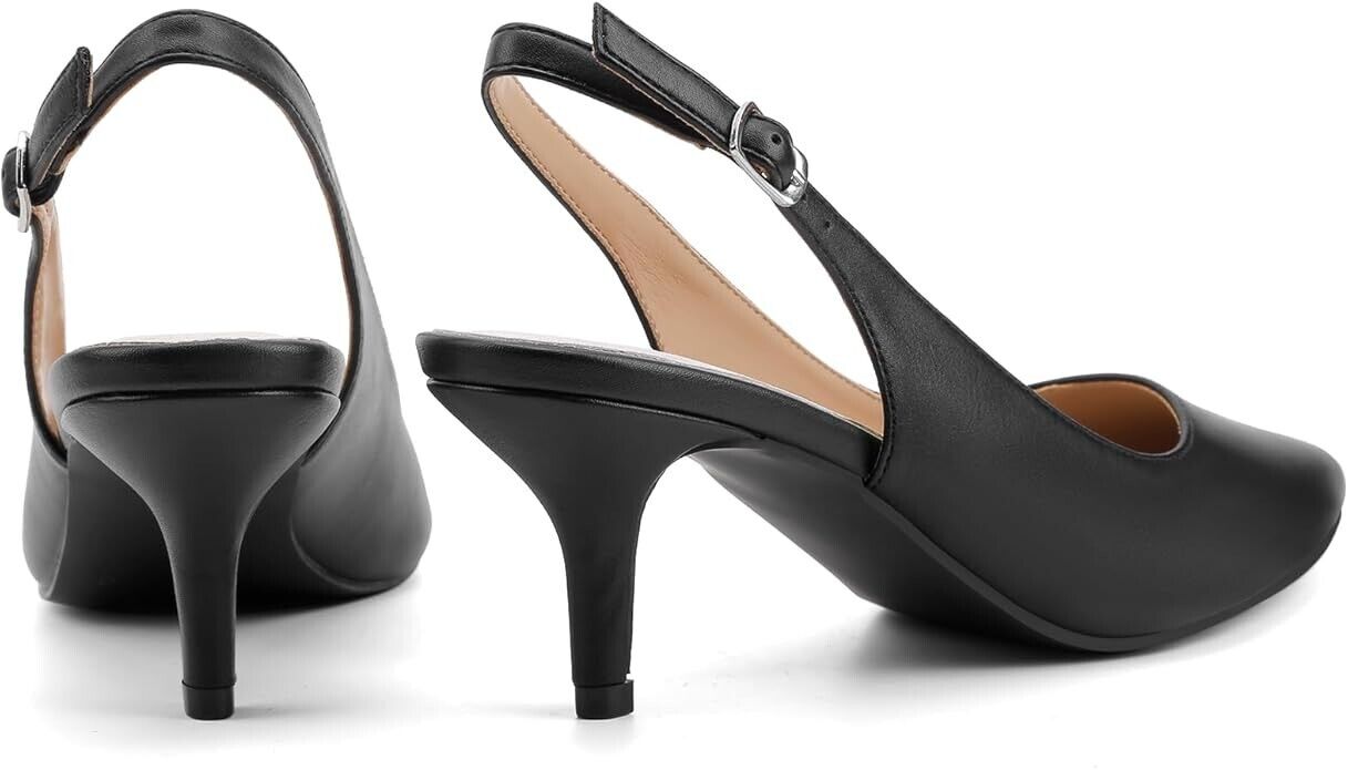 Greatonu Pointed Toe Sandals Slingback Kitten Heel Pointed Toe Pumps - UK8