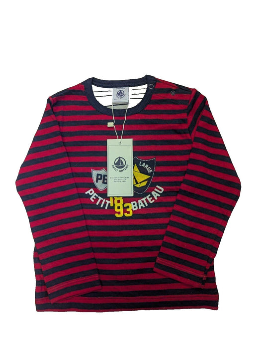 Petit Bateau Long Sleeve T Shirt Red & Black 24months